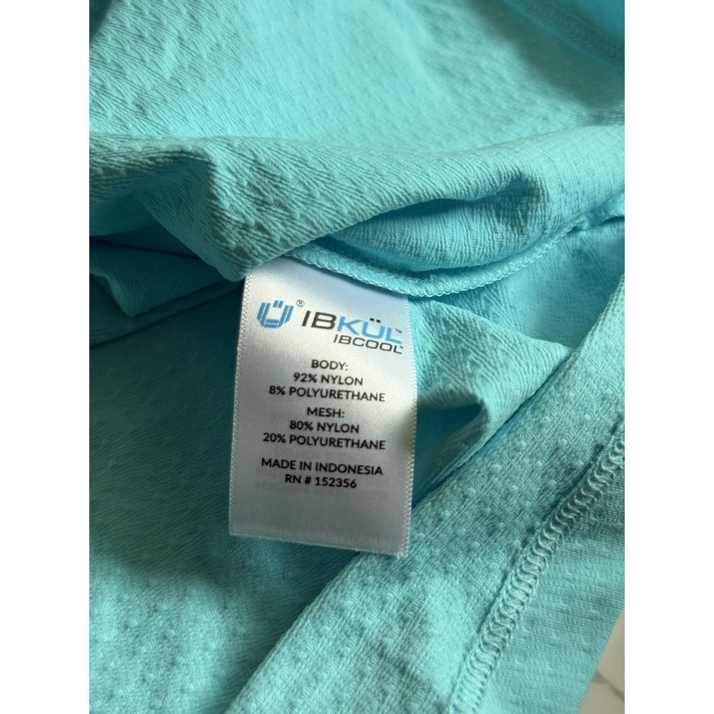 IBKUL NWT Mock Neck 1/4 Zip Top Medium Seafoam Long Sleeve Shirt Tennis Golf - Picture 4 of 8